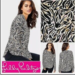 Lilly Pulitzer Blythe Pullover Top XS Can You Zee Me Luxletic Terry UPF50 Size M